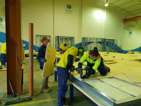 Attaching plywood floors- Team UOW Desert Rose House Construction