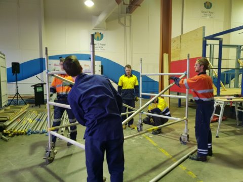 Team UOW assembling scaffolding